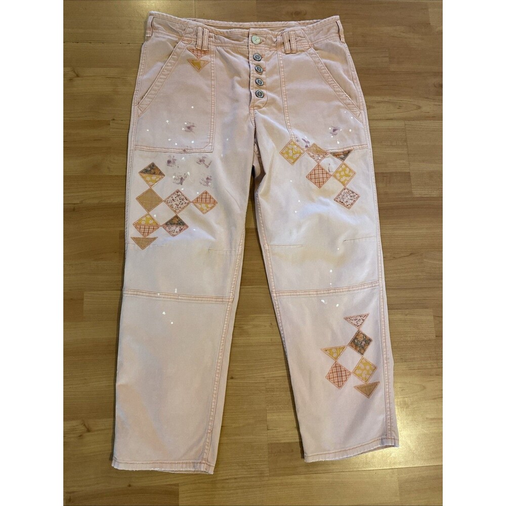 Anthropologie Blush Patchwork Straight Leg Pants